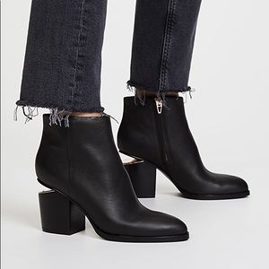 ALEXANDER WANG Gabi Leather Ankle Boot with Cutout Heel Detail Rose Gold